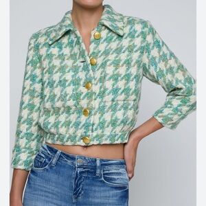 L'Agence Jia Houndstooth Cropped Jacket NWT